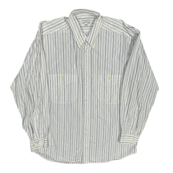 Harry Rosen Dress Shirt Striped Long Sleeve White Cotton 15 1/2 Medium - Picture 1 of 6